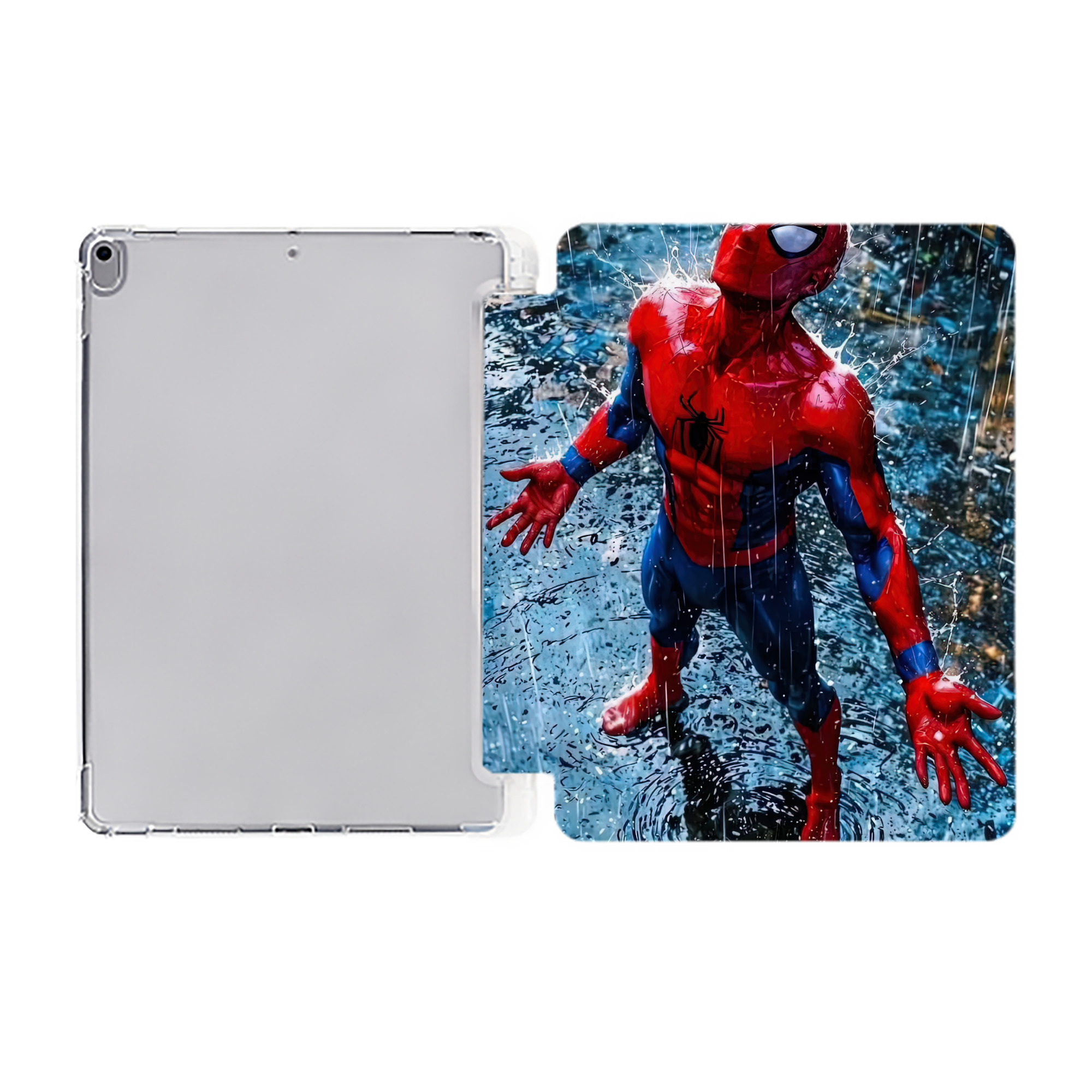 （画像用） Spider Man スパイダーマン IPad ケース ペン収納付き 三つ折りスタンド PUレザー×シリコン 対応機種9.5/10.5/10.9インチ